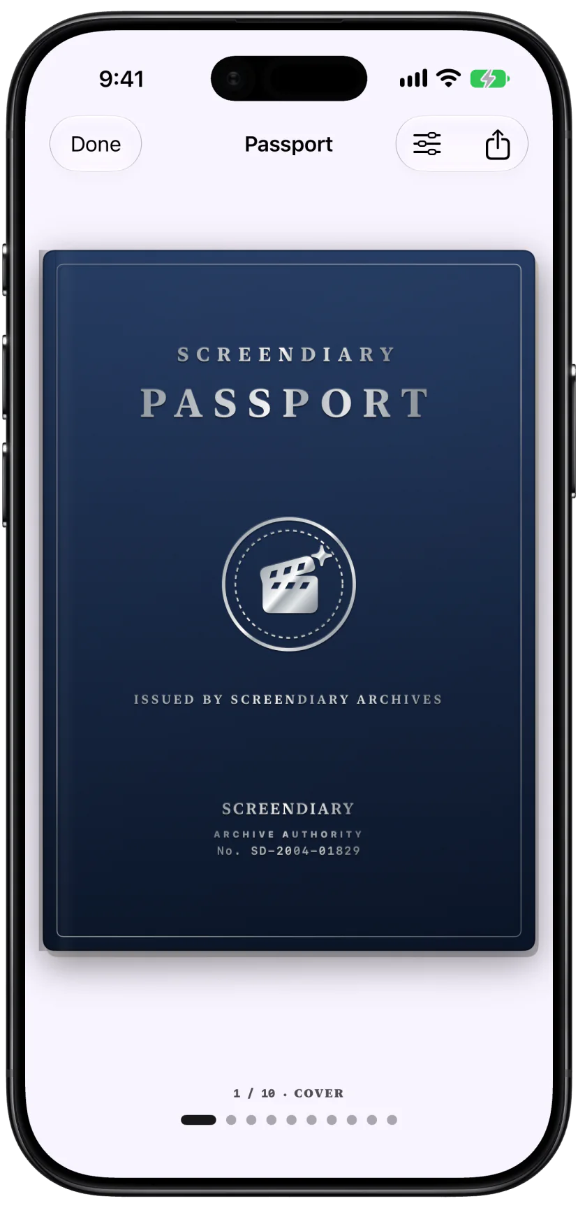 ScreenDiary Passport cover
